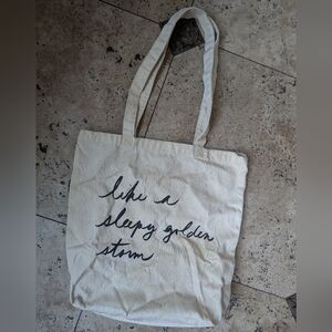 Vintage Canvas Tote Bag with Black Script